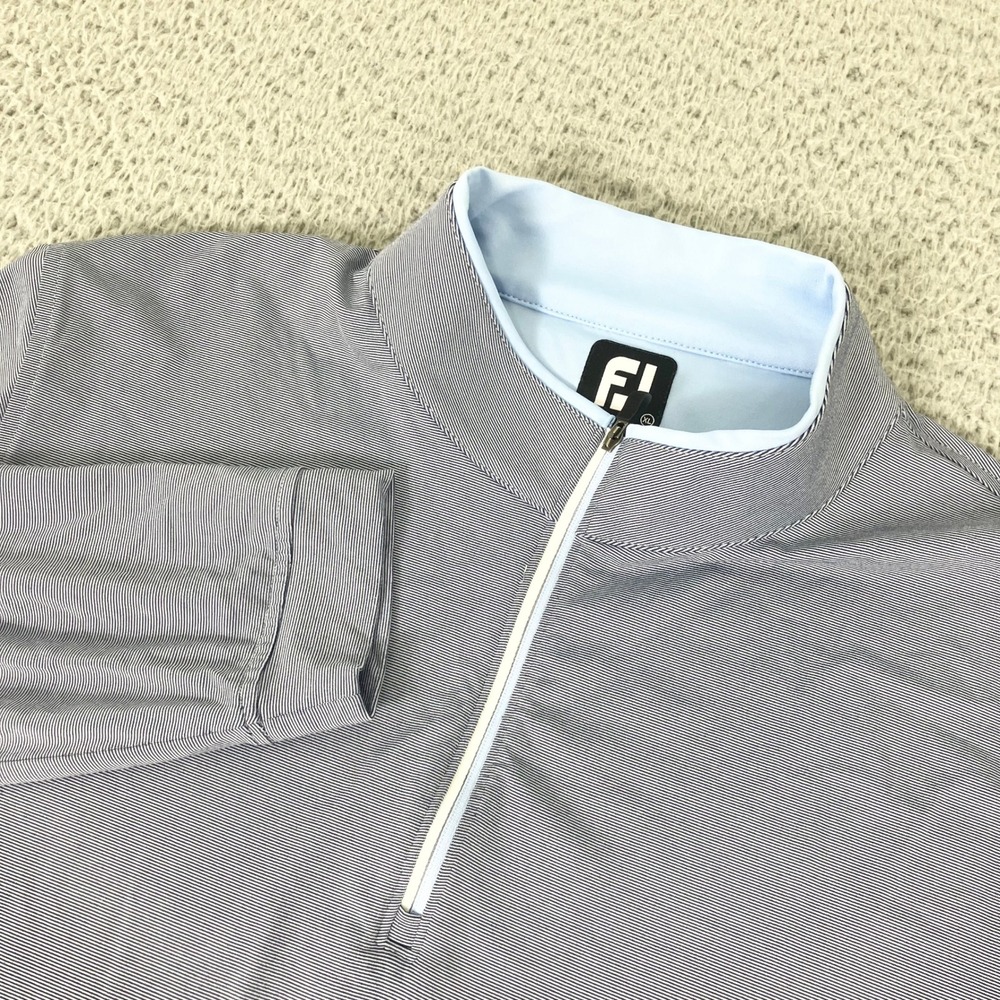 FootJoy Pullover Mens XL Blue Striped 1/4 Zip Golf Long Sleeve Performance Shirt